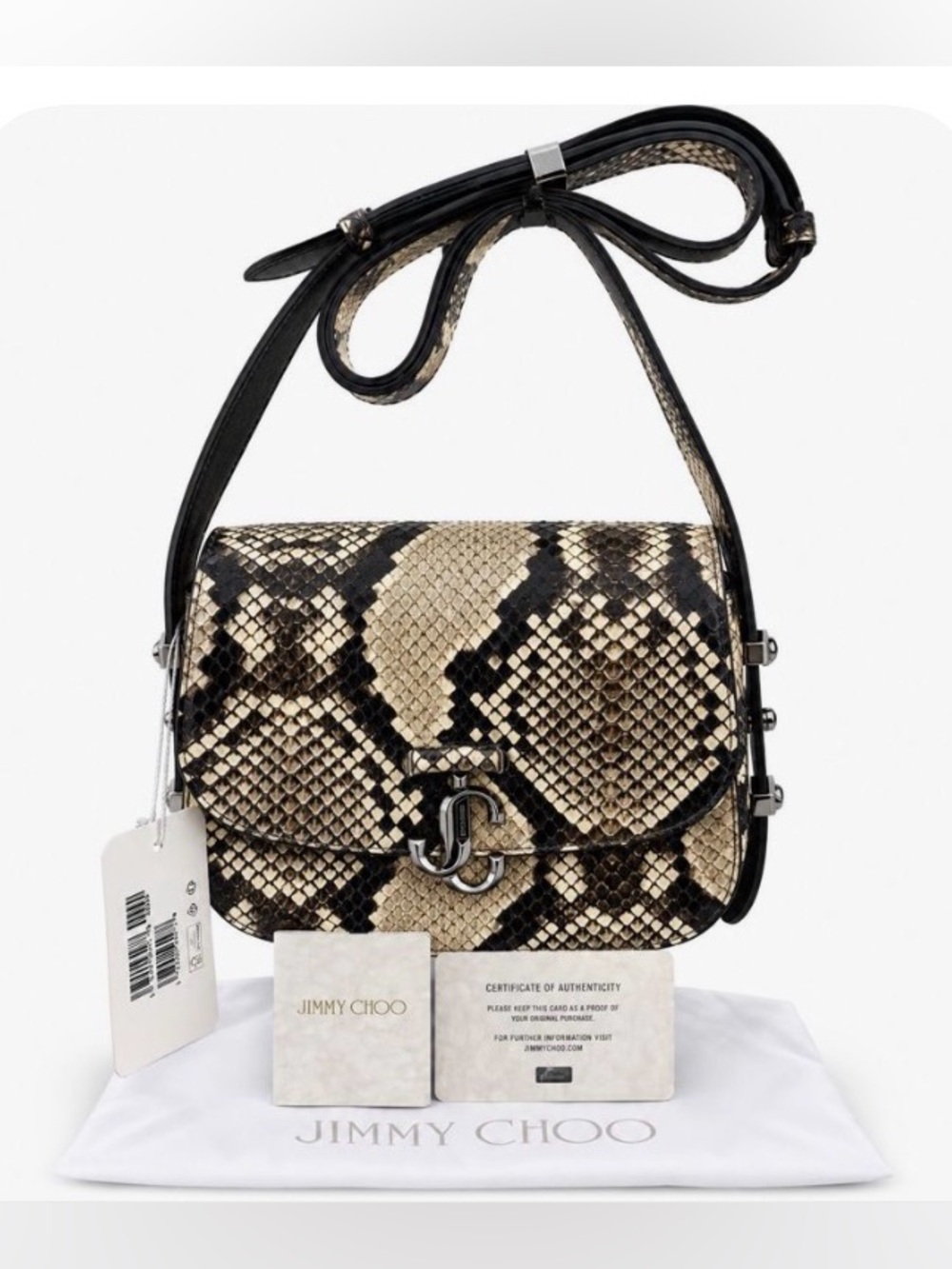 Jimmy Choo Varenne Snake-Print Leather Mini Crossbody Bag - Full Inclusion